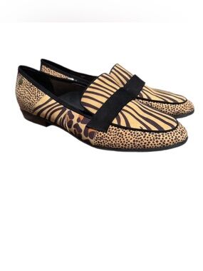 Animal Print Loafers Zebra Leopard Mix Flats Size 10 Statement Shoes